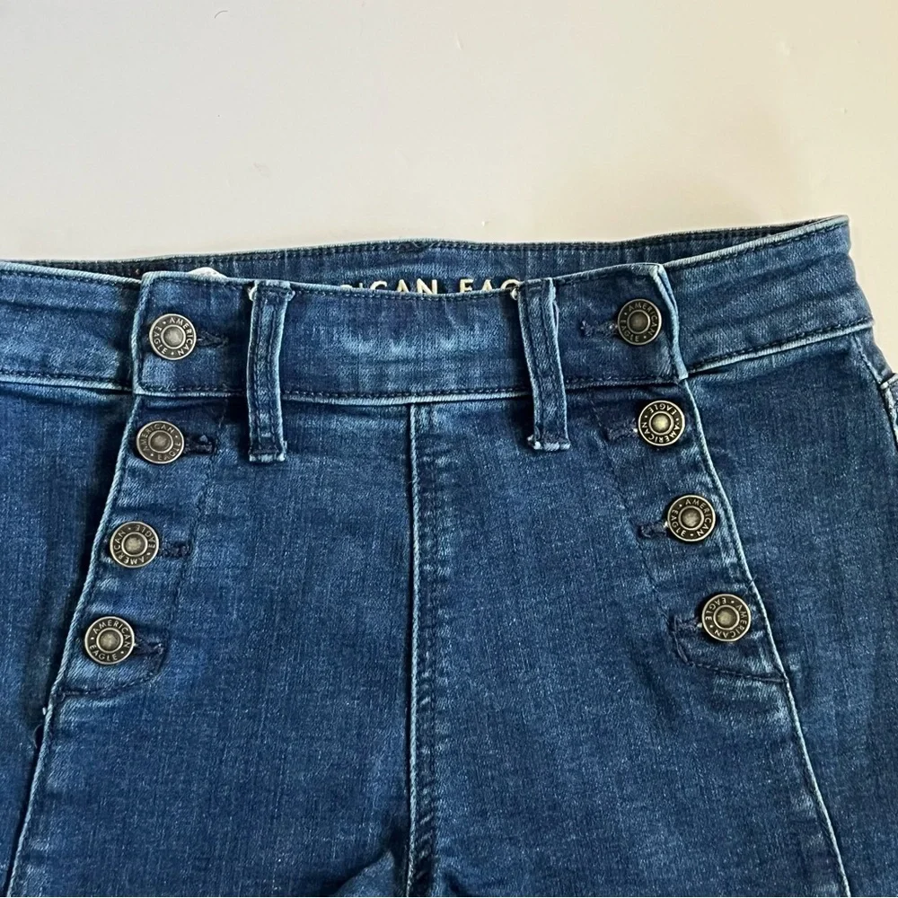 American Eagle Hi Rise Sailor Denim Jean Shorts Size 2
